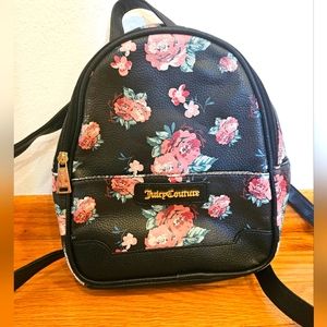 Black JUICY COUTURE Backpack Purse Vintage Rose PINK Taffy Rosie Nylon